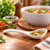 Forte B.K Curved-Handle White Ceramic Soup Spoon, 5.5 Inch