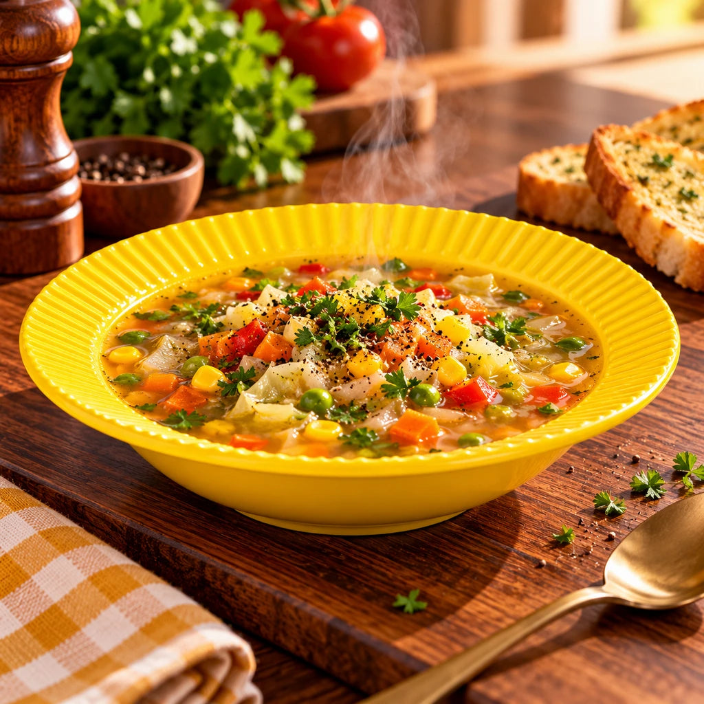 Blaze Rollo 8-Inch Melamine Deep Soup Plate - Red, Yellow & Black