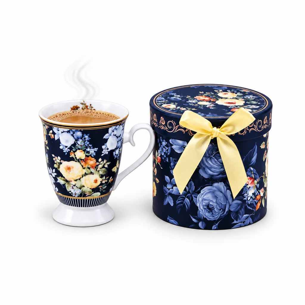 B/C Midnight Rose Bouquet Porcelain Mug with Gift Box, 300 ml
