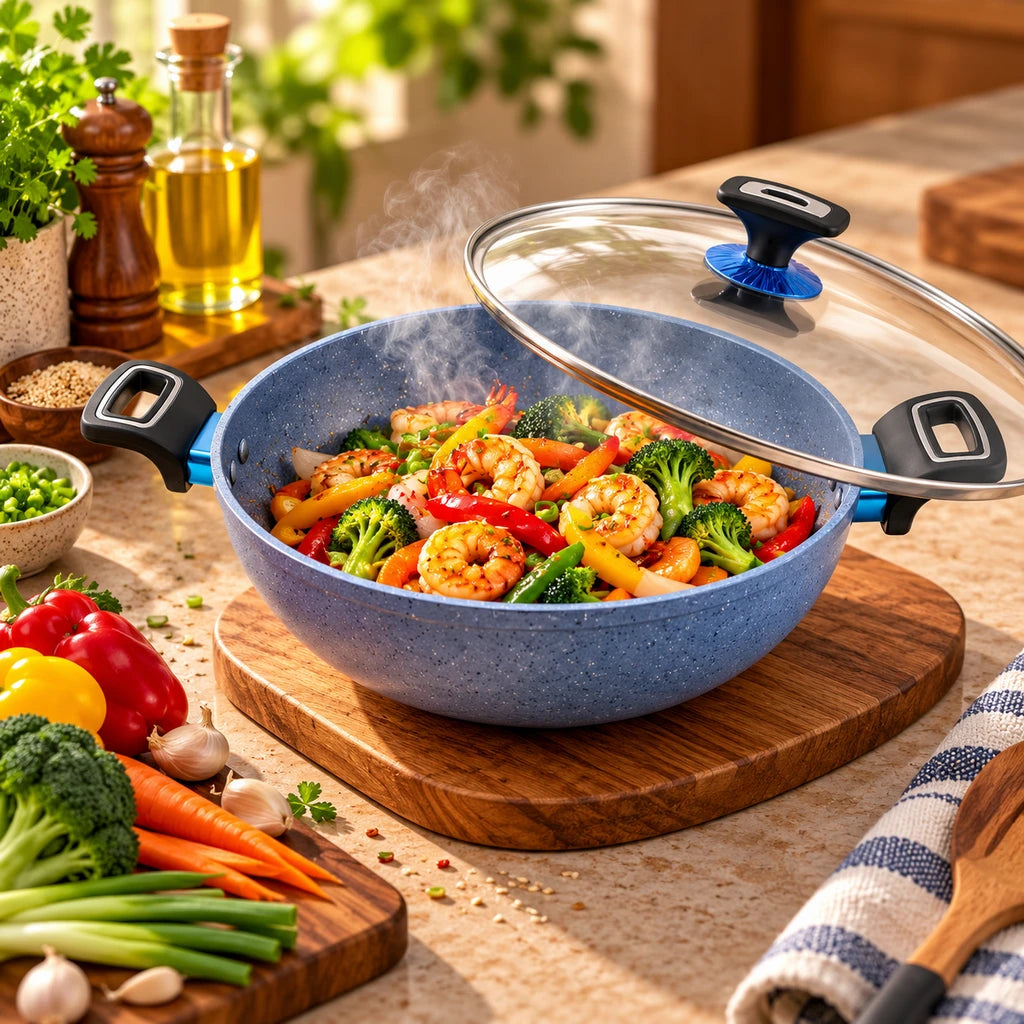 Prestige 30 cm Induction Non-Stick Wok - Black & Grey
