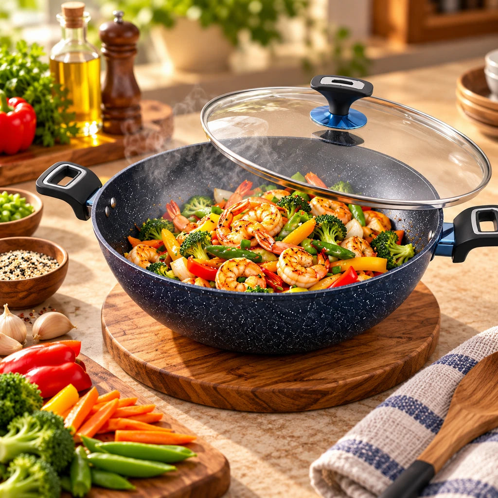 Prestige 30 cm Induction Non-Stick Wok - Black & Grey