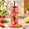 Kleeyo Slim Tint 450 ml Glass Mason Jar with Straw, Pink or Brown