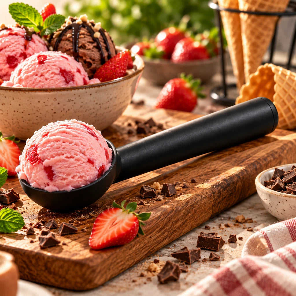 Shengya 7-Inch Black Zinc Ice Cream Scoop With Metal Handle