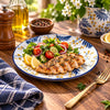 Gupan 7.5-Inch Navy Blue & Yellow Floral Ceramic Flat Plate