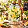 Danny Home 6-Litre Ribbed Glass Beverage Dispenser with Stand & Wooden Lid