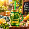 Kleeyo Green Little Things Glass Mason Jar, 450 ml