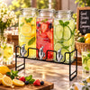 Danny Home Triple 2.3-Litre Glass Beverage Dispenser Set with Stand