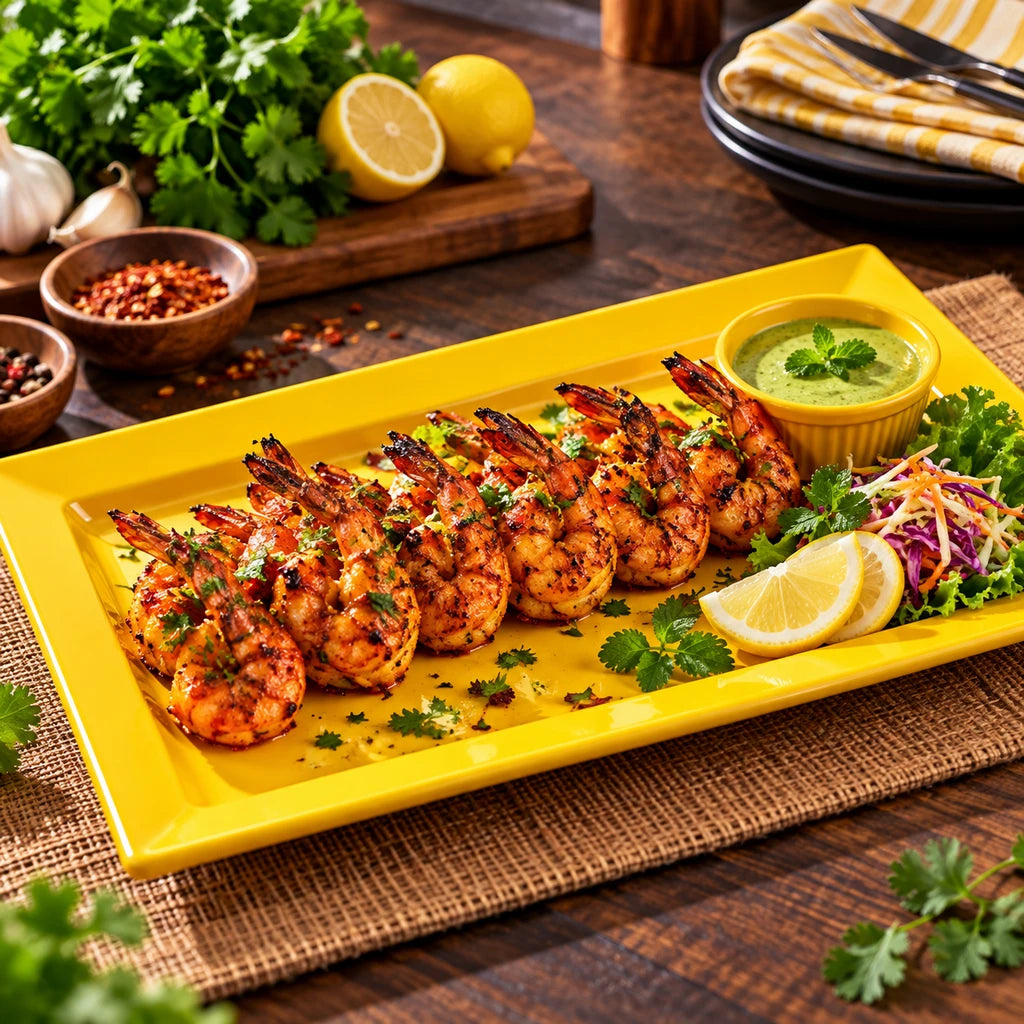 Blaze Rio 12-Inch Melamine Rectangular Platter - Red, Yellow & Black