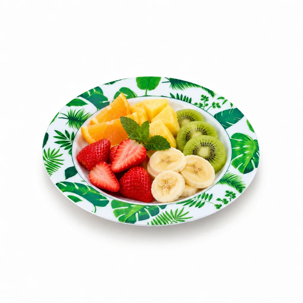 Blaze Greenery Printed Melamine Flat Plate - 8 & 10 Inch