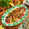 Blaze Greenery 14-Inch Printed Melamine Oval Dish