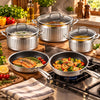 UCC Life 8-Piece Honeycomb Non-Stick Stainless Steel Cookware Set