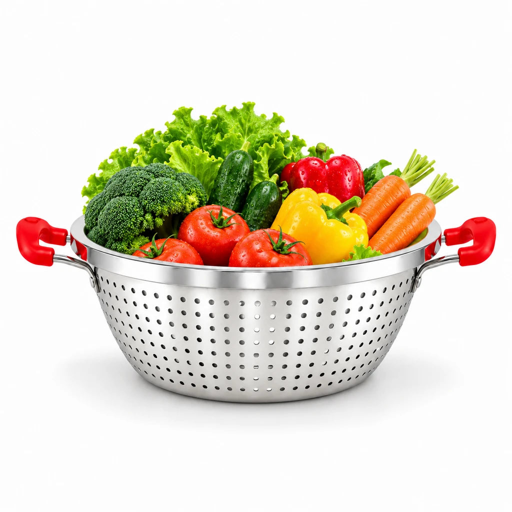 Crest Stainless Steel Colander with Plastic Handles, 28 cm