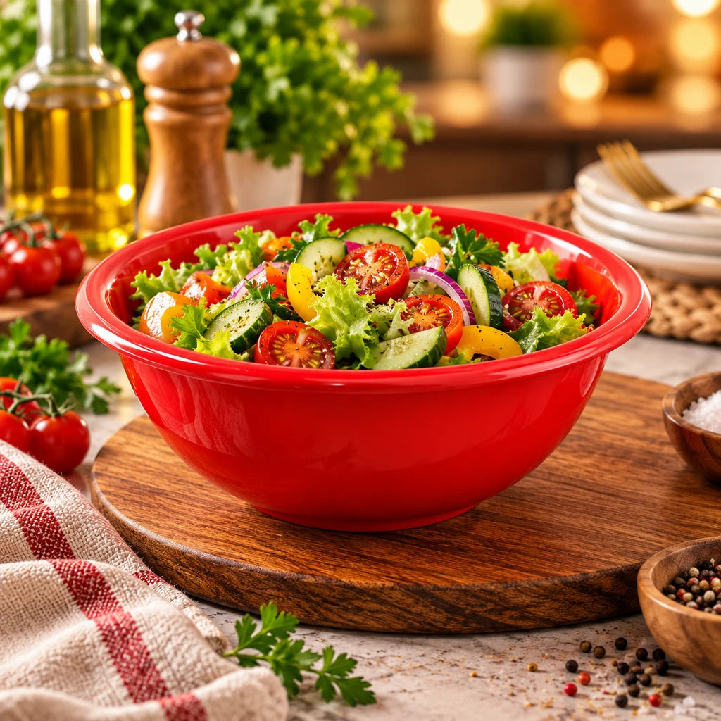 Blaze 9-Inch Melamine Serving Bowl - Red, Yellow & Black