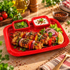 Blaze 3-Portion Melamine Fast Food Dish - Red, Yellow, White & Black