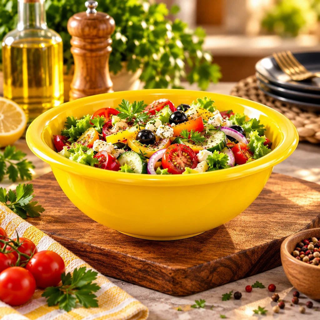 Blaze 9-Inch Melamine Serving Bowl - Red, Yellow & Black
