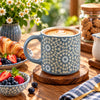 Danny Home 500 ml Blue-Grey Floral & Dot Porcelain Mug