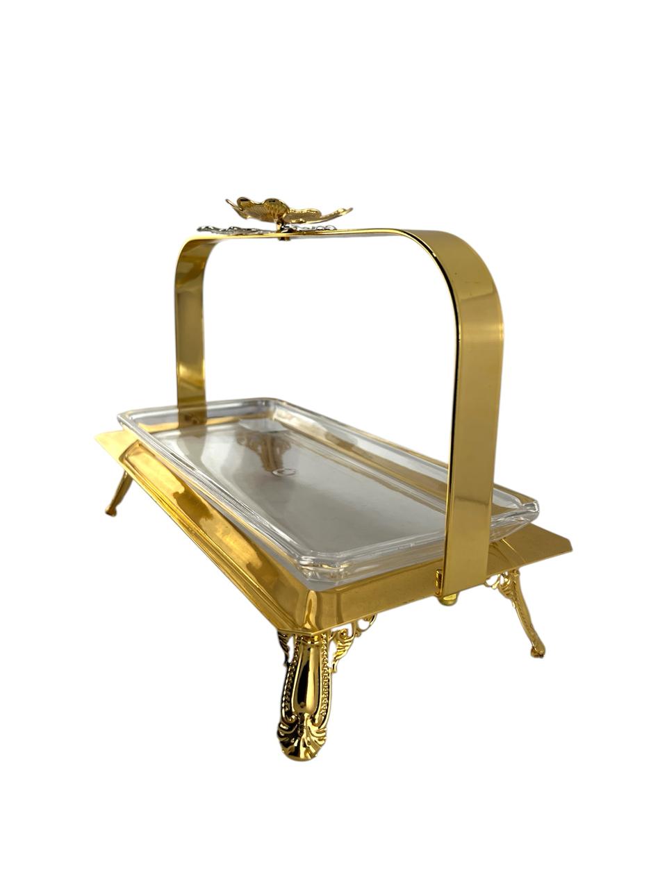 Fancy Rectangle Serving Dish Golden