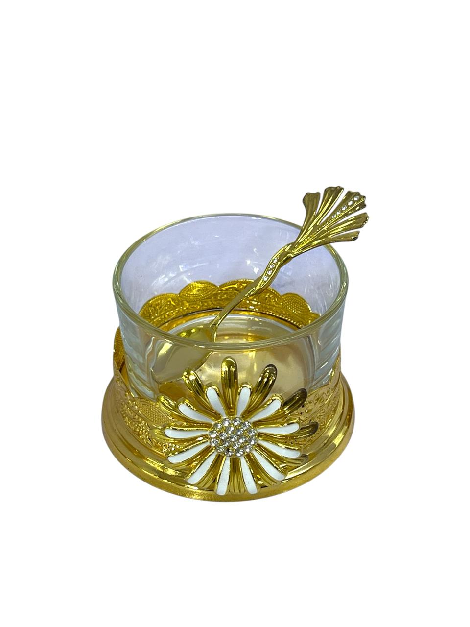 Fancy Flower Sugar Pot (Golden)