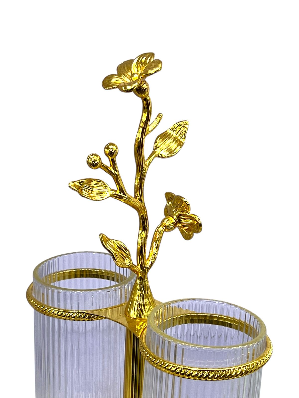 Fancy Two Portions Spoon Holder Golden