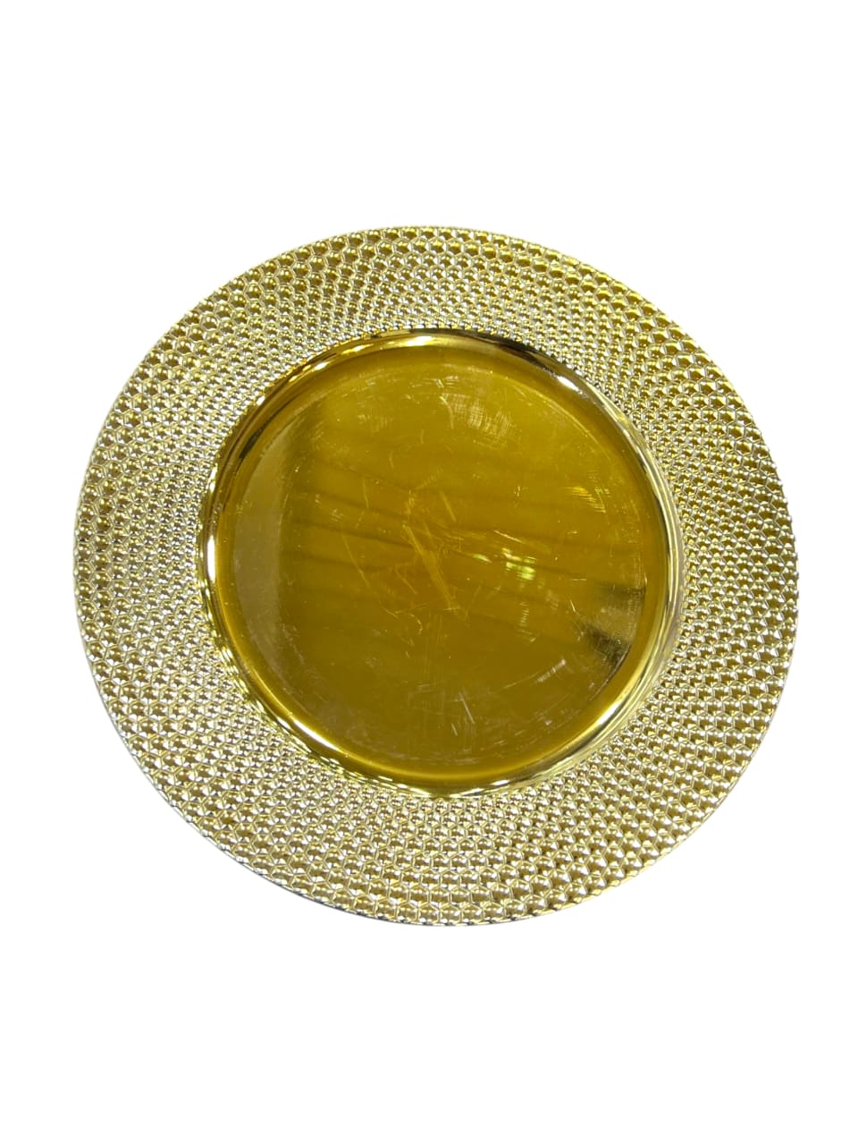 12" Round Golden Plastic Charger Plate (499-4)
