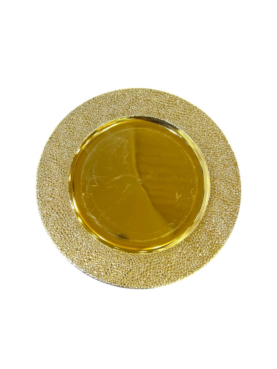 12" Round Golden Plastic Charger Plate (499-4)