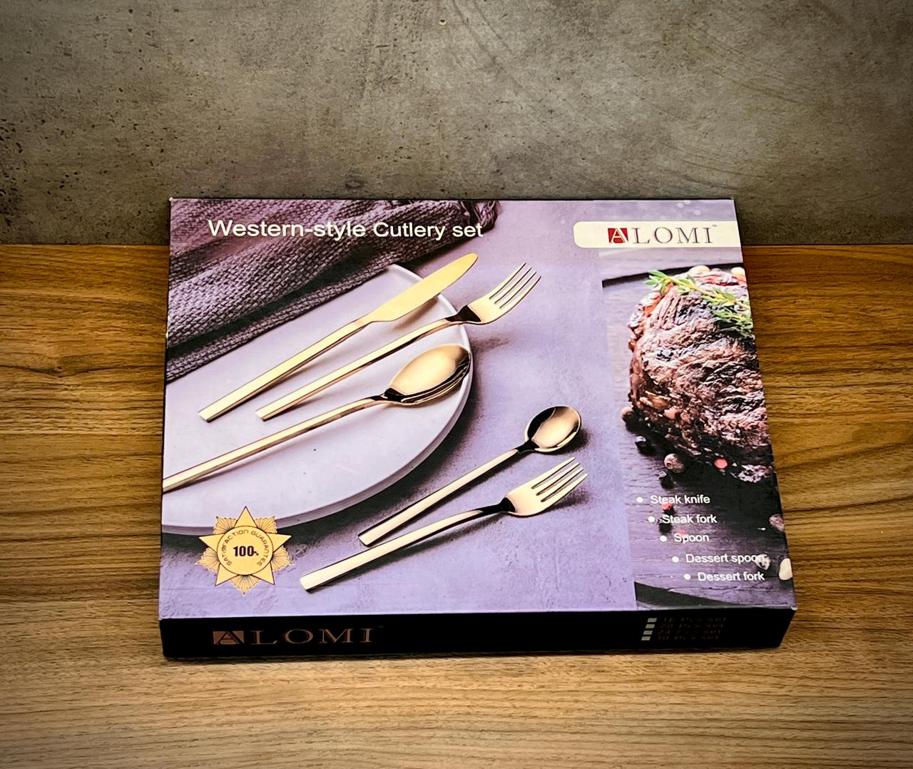 Alomi Cutlery Set White and Golden (24/Pcs)