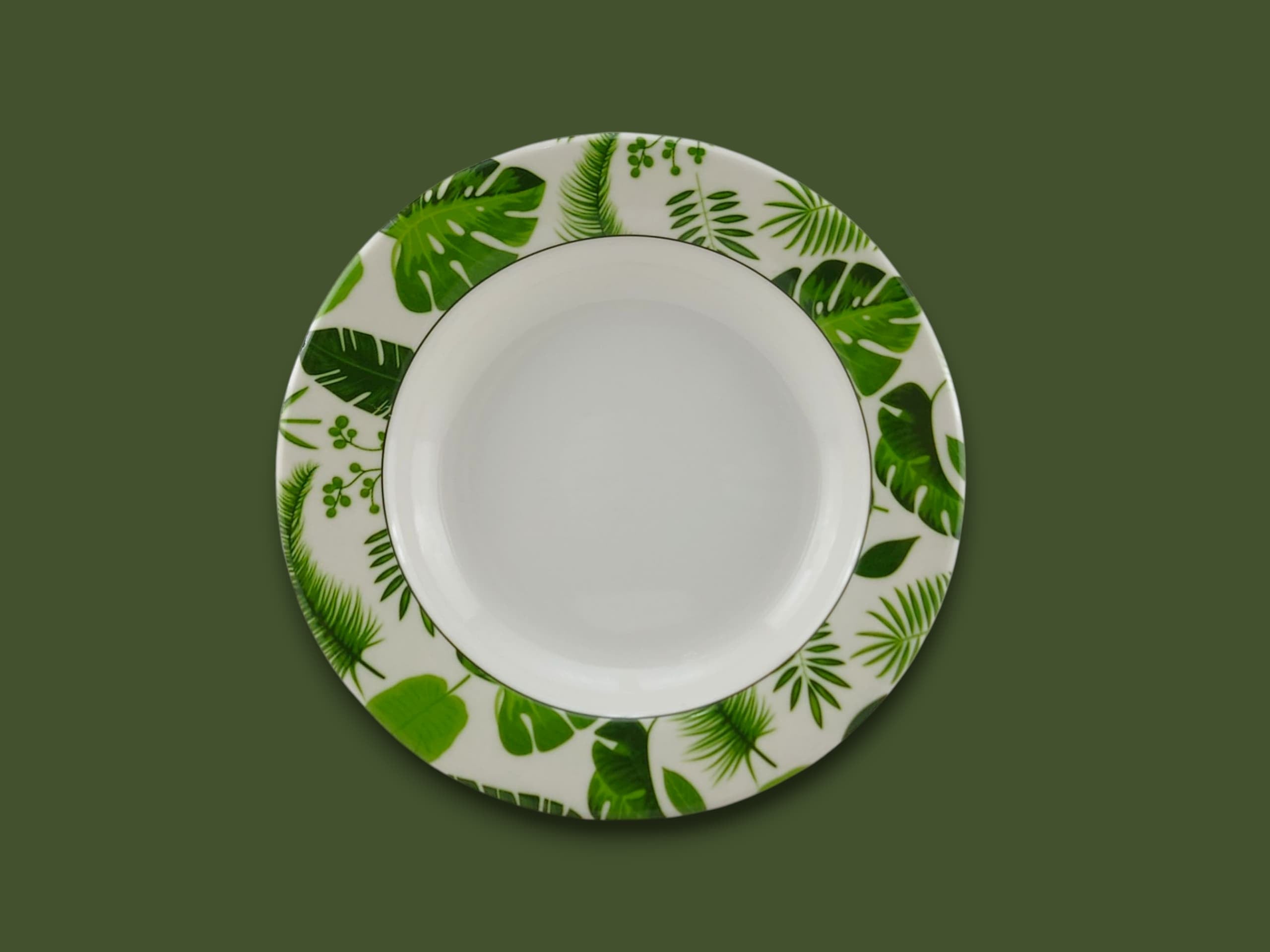 Blaze Greenery Melamine Deep Plate