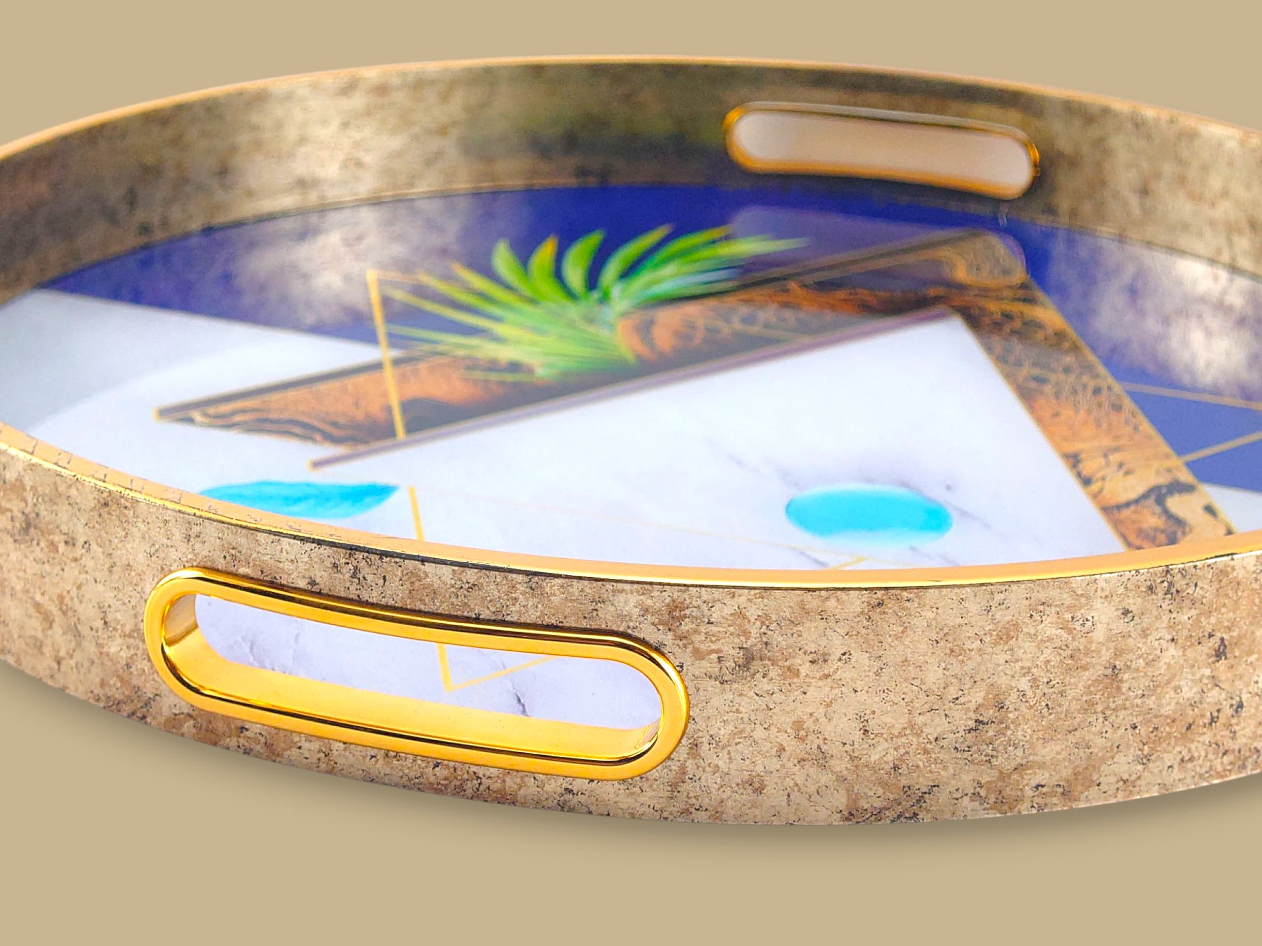 Luxury 2-Piece Glass Round Tray Set