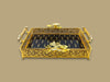 Fancy Glass Rectangular Tray Golden