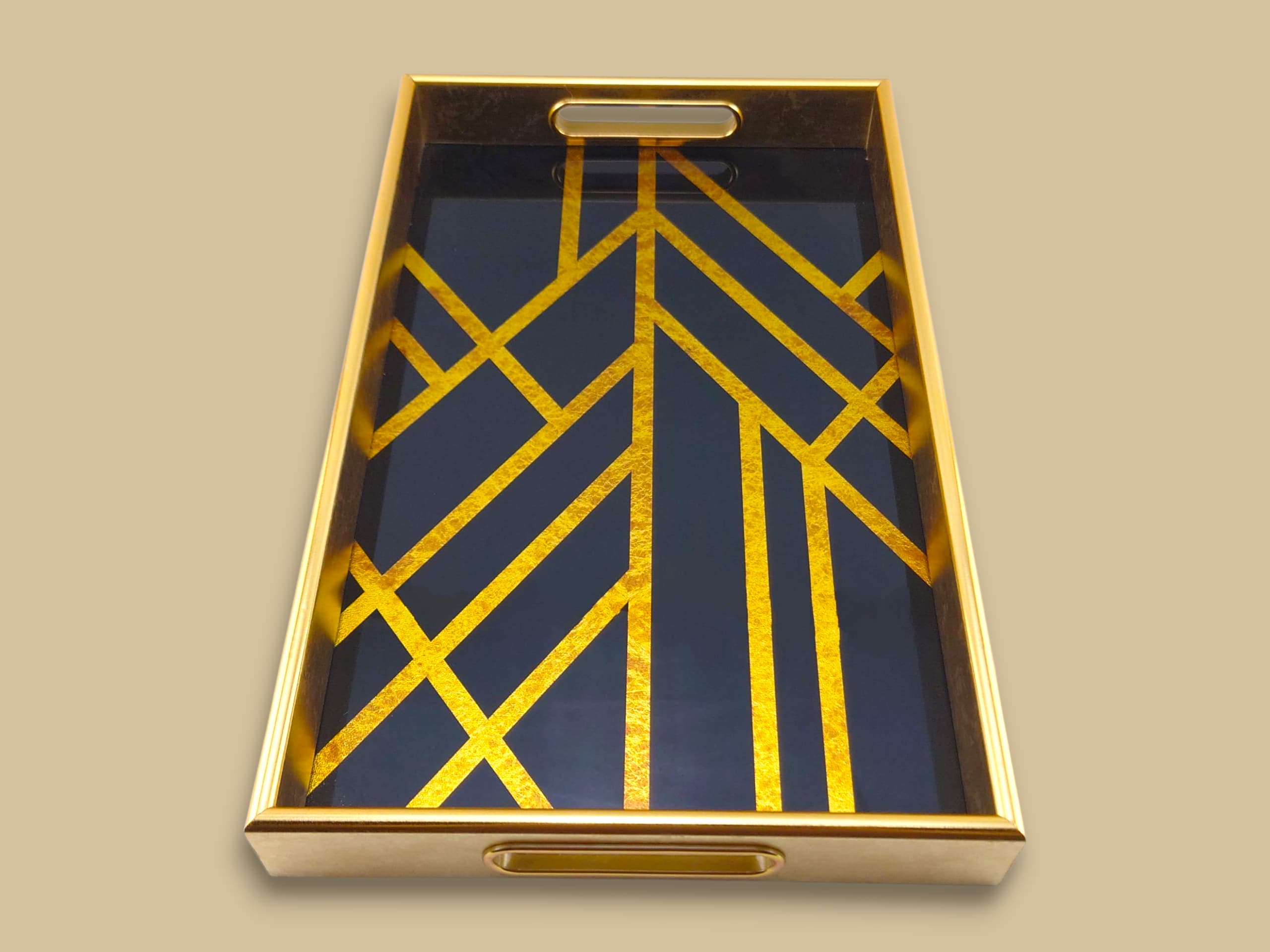Angela 2-Piece Glass Rectangular Serving Tray Set