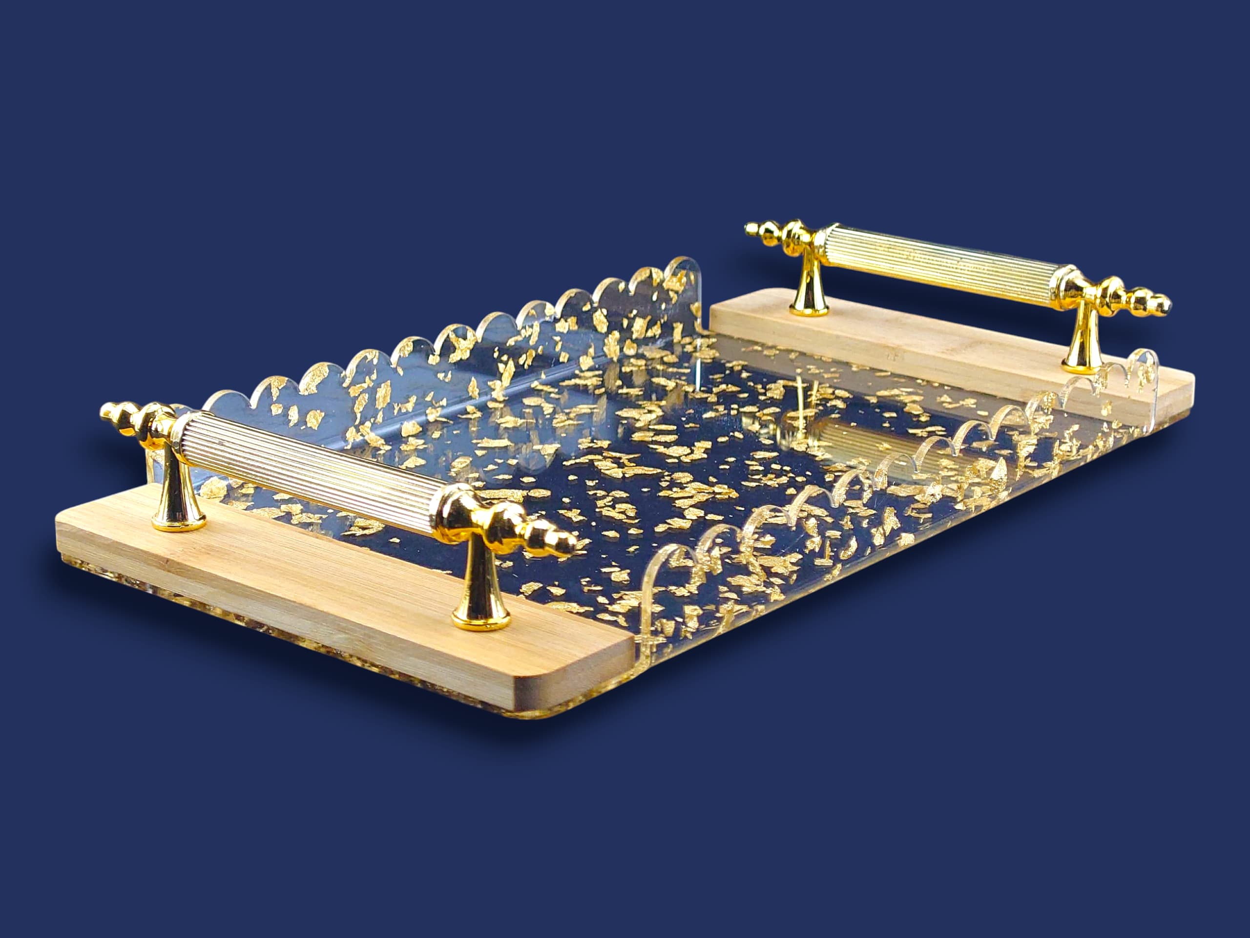 Fancy 2-Piece Acrylic Rectangular Serving Tray Set