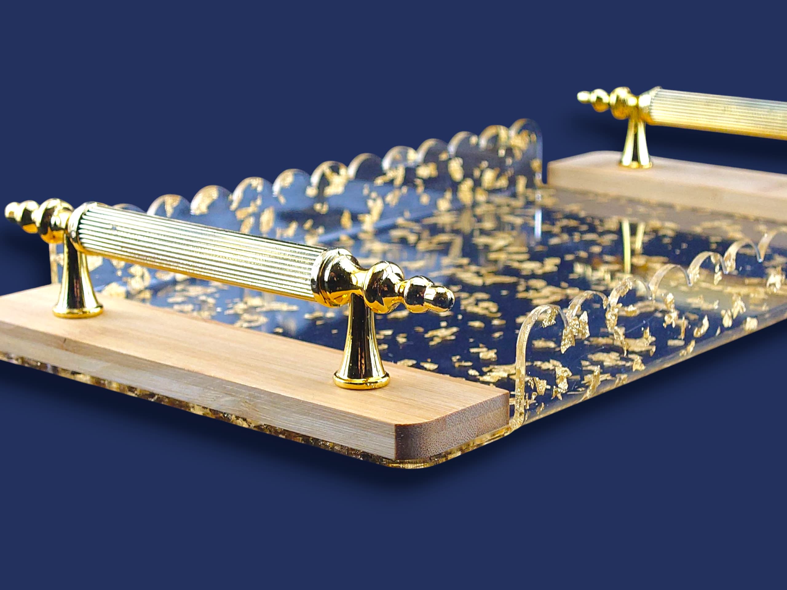 Fancy 2-Piece Acrylic Rectangular Serving Tray Set