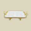 Angela Country Rectangular Golden Porcelain 2-Section Serving Footed Dish (AB-64)