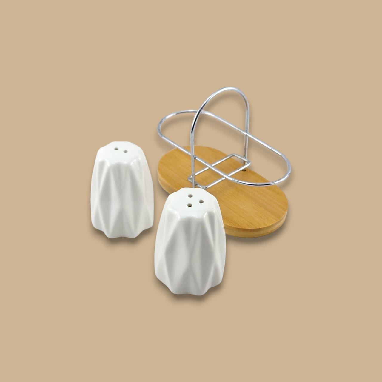 Lotus Ceramic Salt & Pepper Set White (JA-7502)