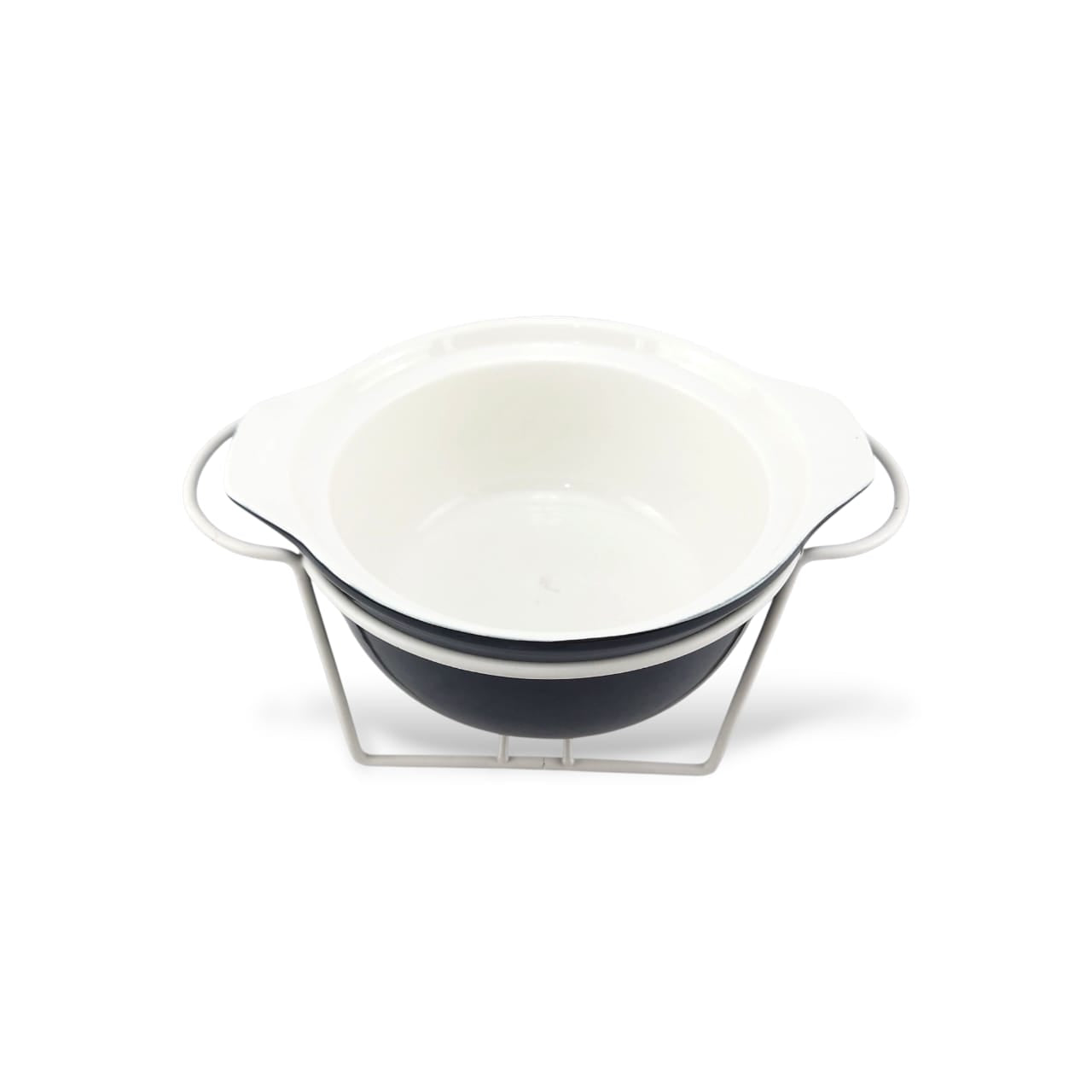 Brilliant Round Casserole Black With Silver Stand 9"