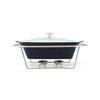Brilliant Ceramic Rectangular Casserole 11" Black With Silver Stand