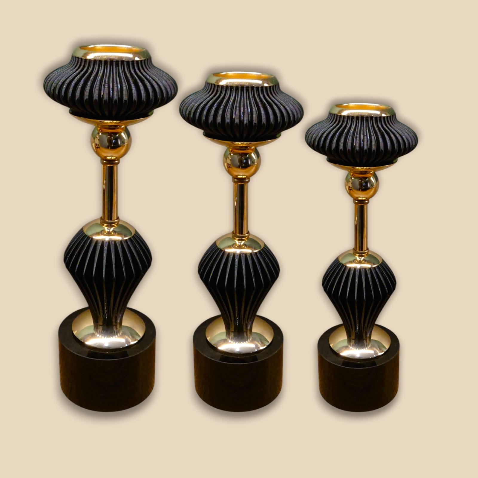 Aroma Black Candle Stands Set of 3-Pieces
