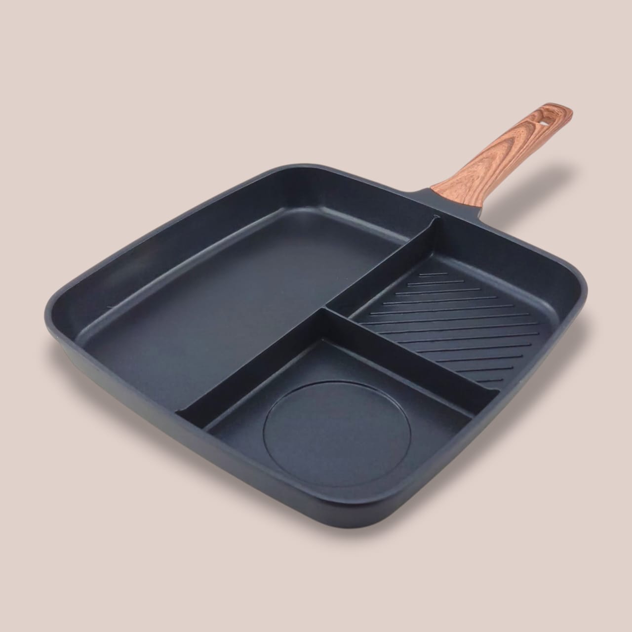 3-Portion Non-Stick Frying Pan (12"x12")