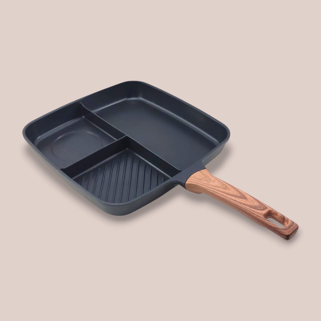 3-Portion Non-Stick Frying Pan (12"x12")