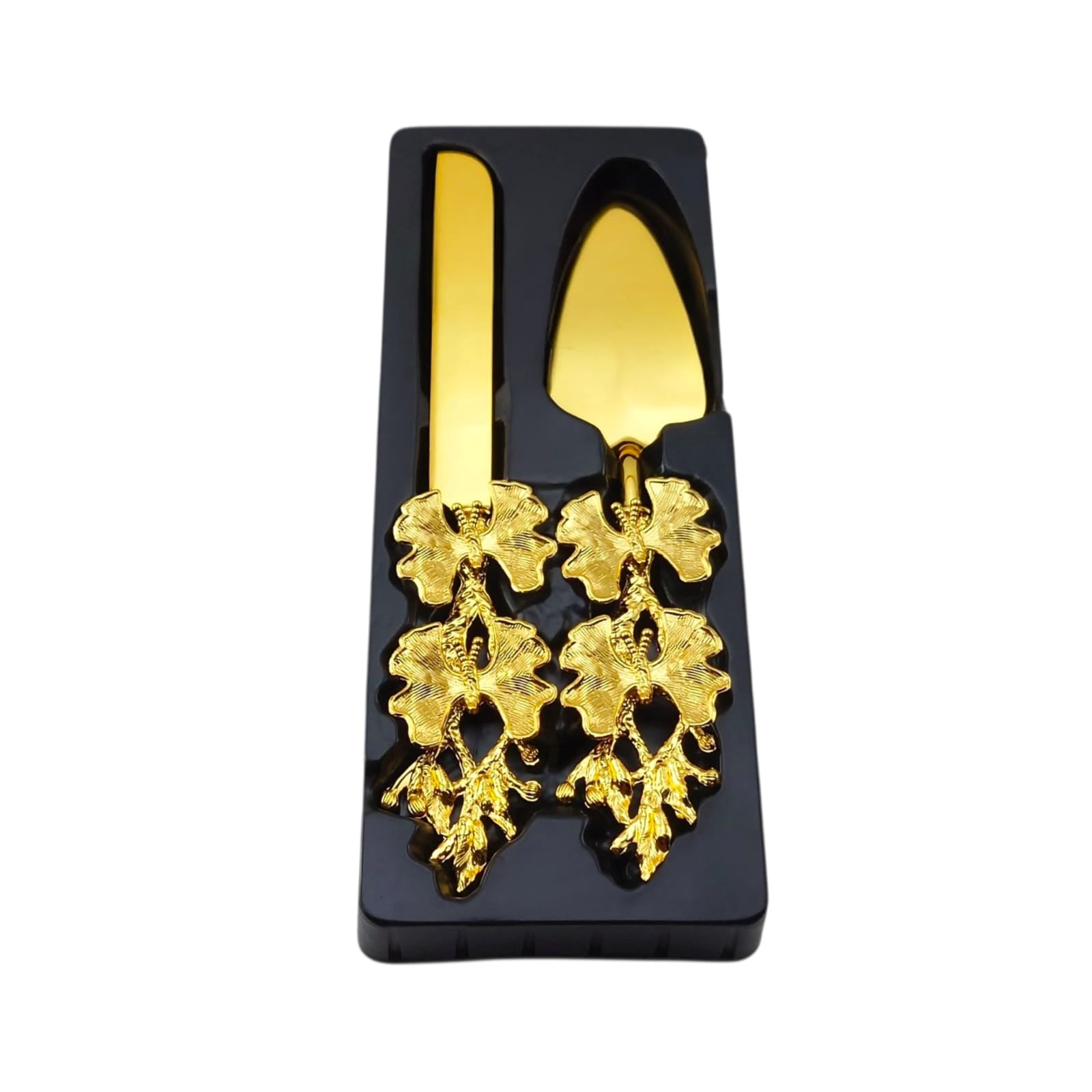 Fancy Cake Lifter & Knife Butterfly Design Golden