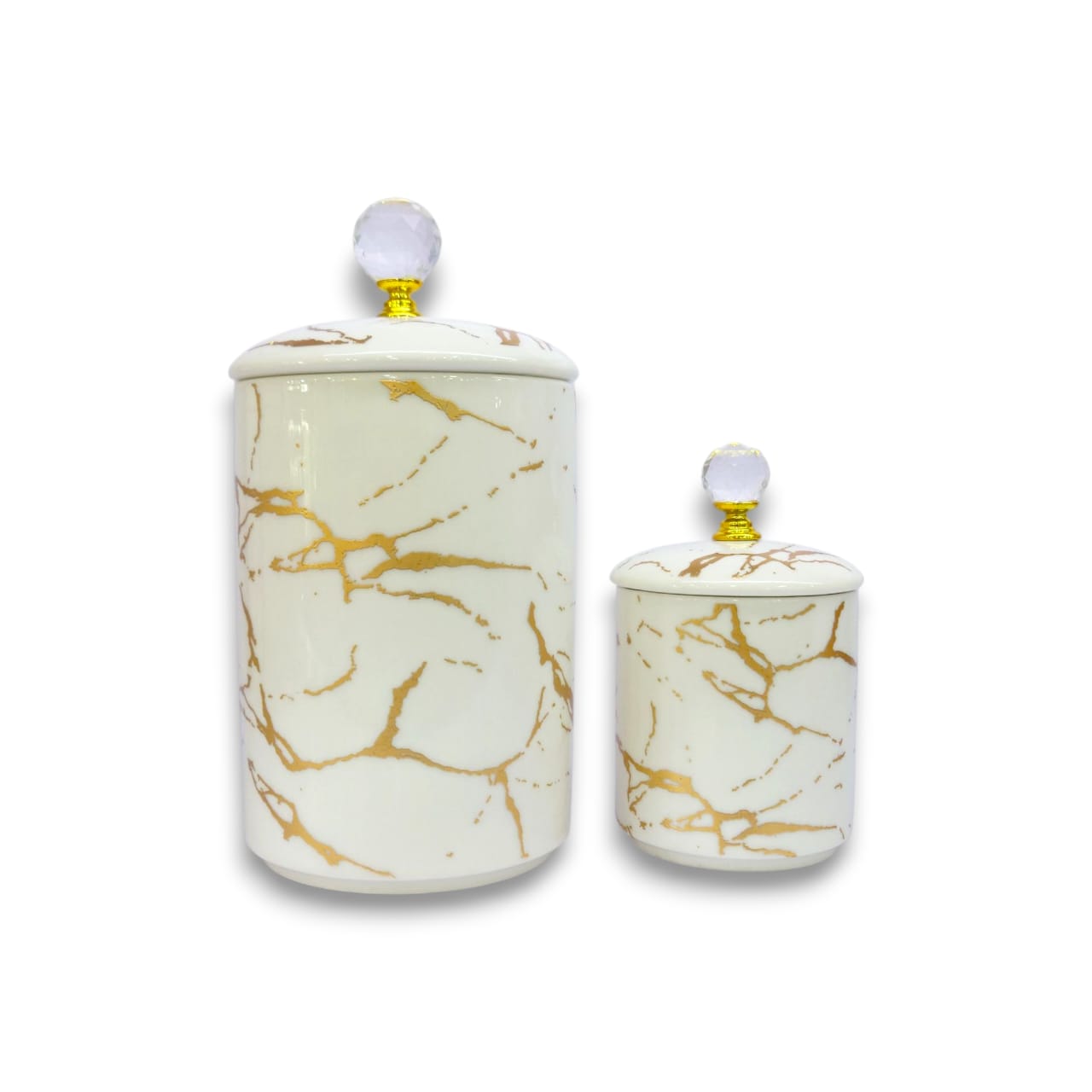 7-Piece Ceramic White Marble Spice Jar Set