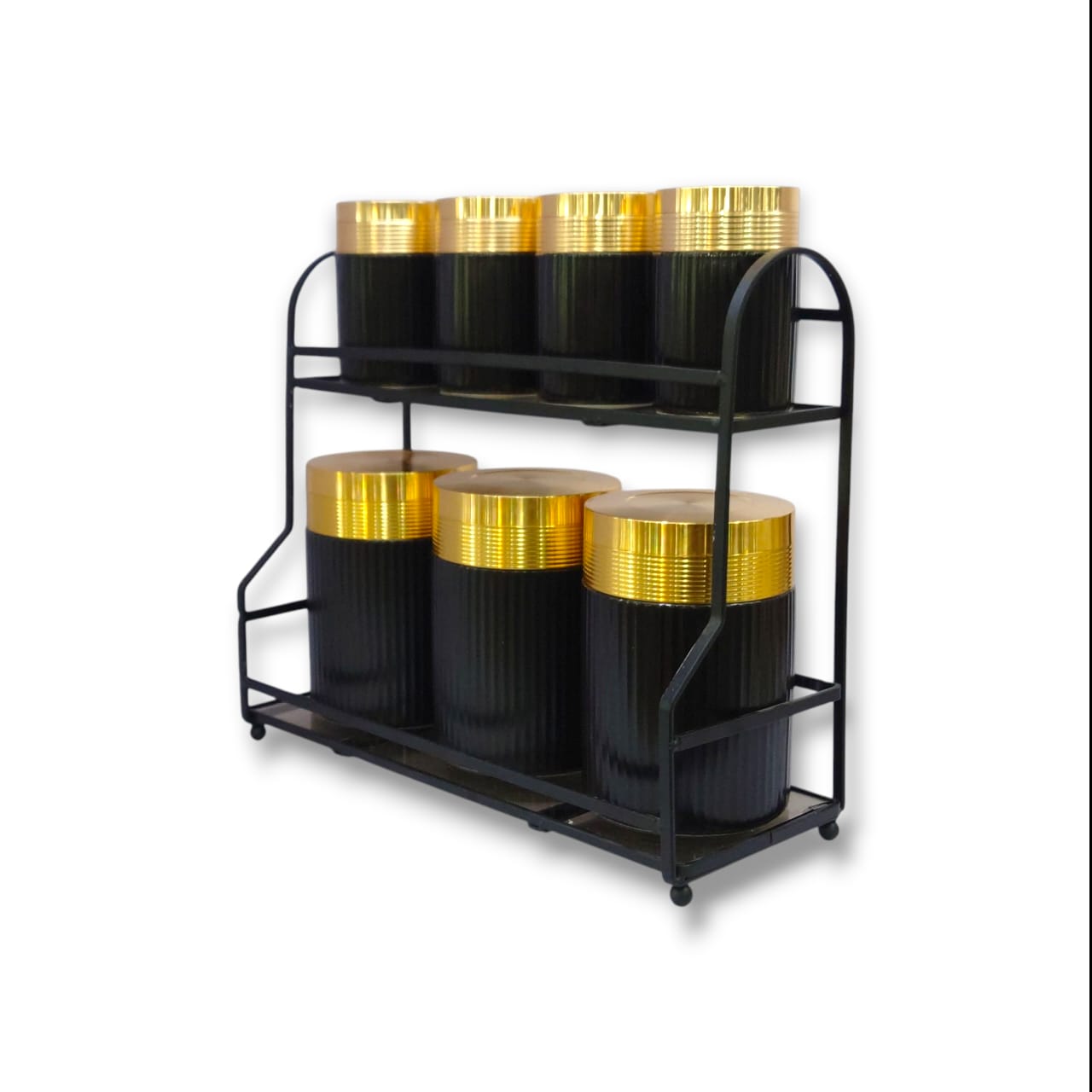 7-Piece Glass Spice Jar Set Black