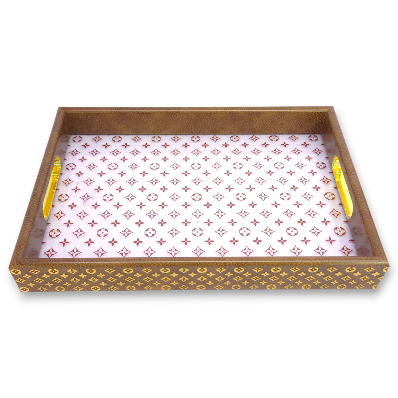 2-Piece Fancy Wooden & Acrylic Tray Set