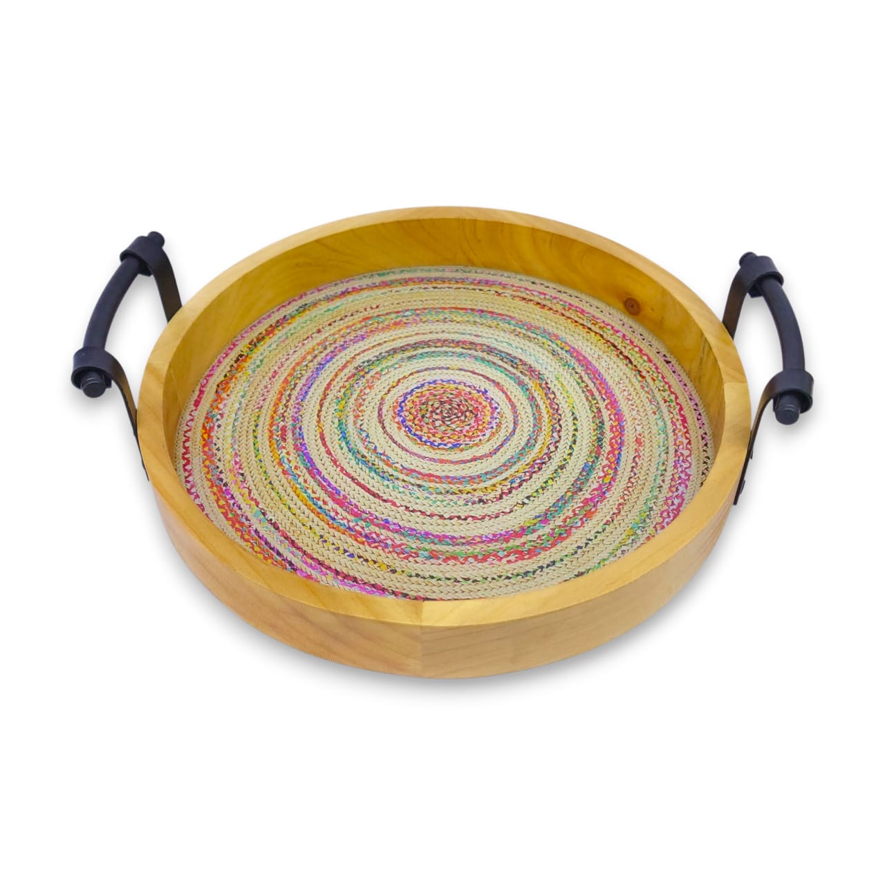 2-Piece Round Wooden Tray Set