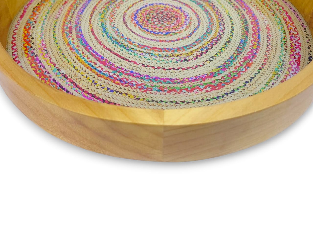 2-Piece Round Wooden Tray Set