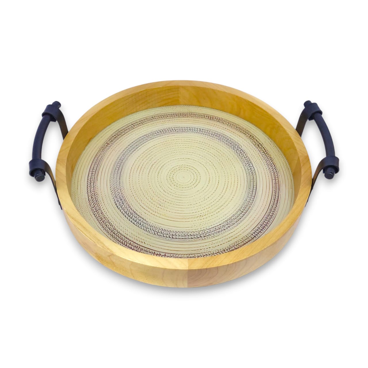 2-Piece Round Wooden Tray Set