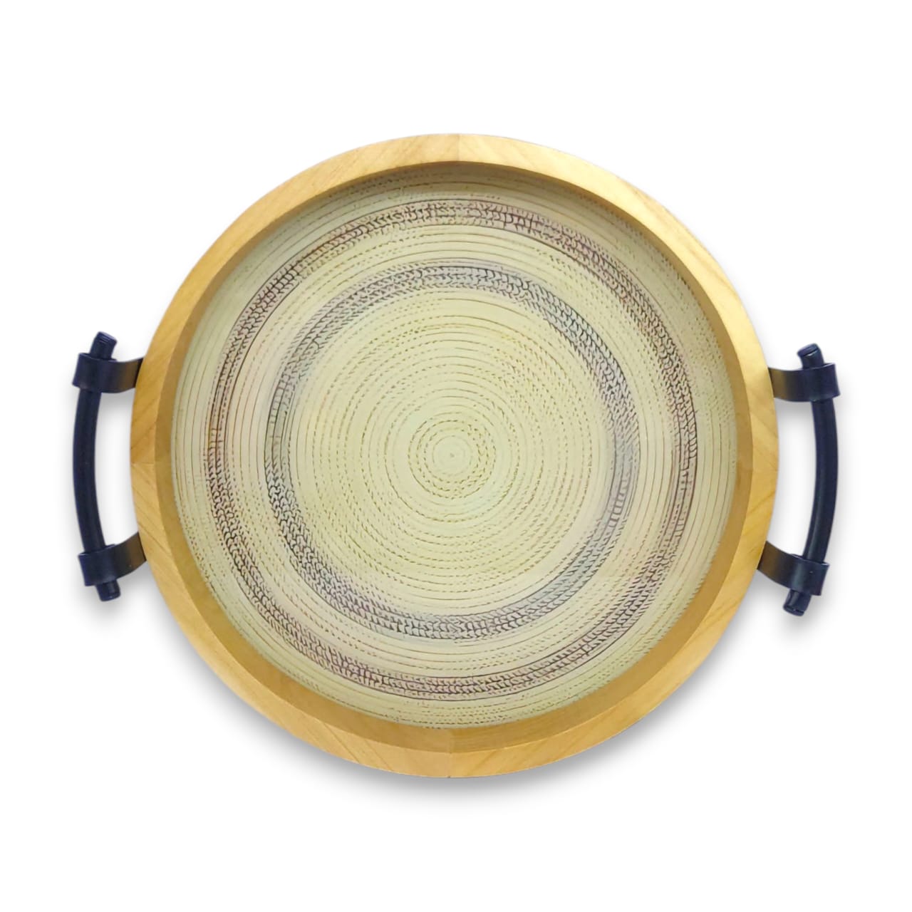 2-Piece Round Wooden Tray Set