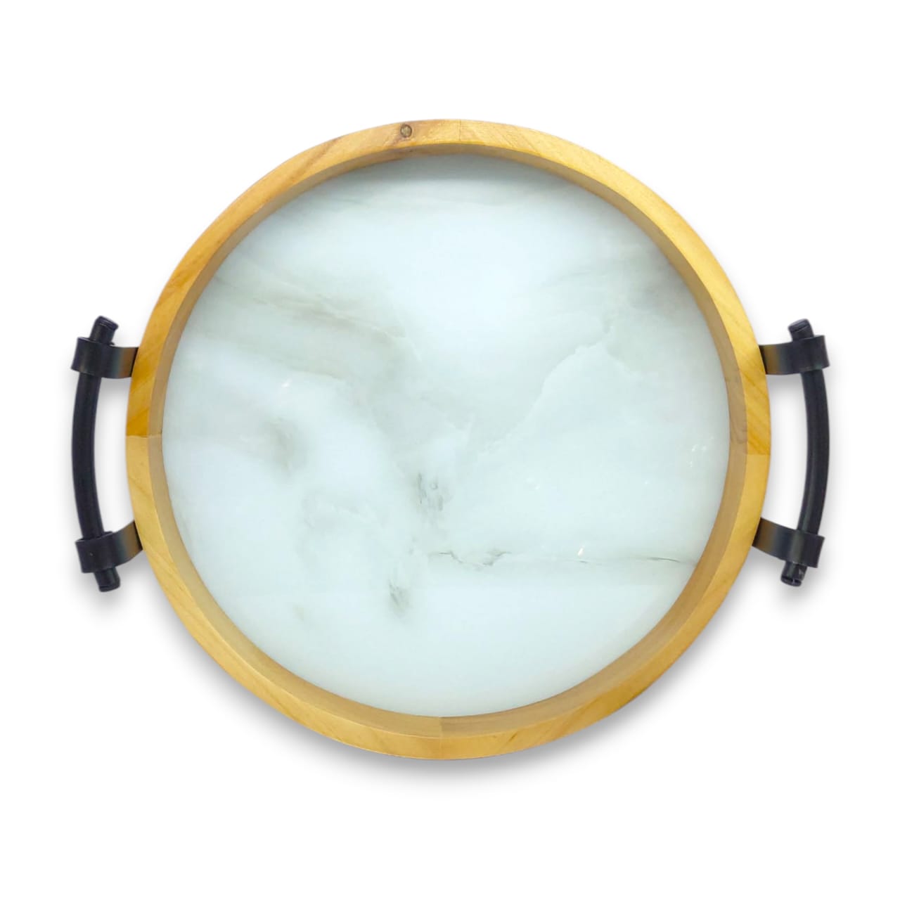 2-Piece Round Wooden Tray Set