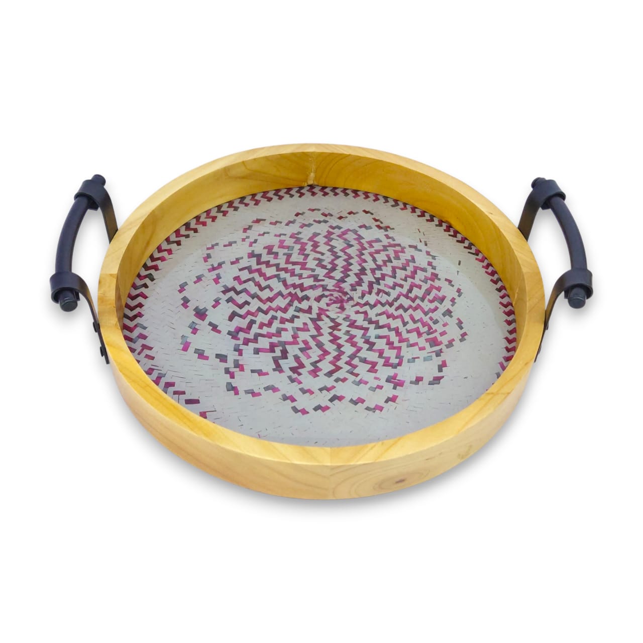 2-Piece Round Wooden Tray Set