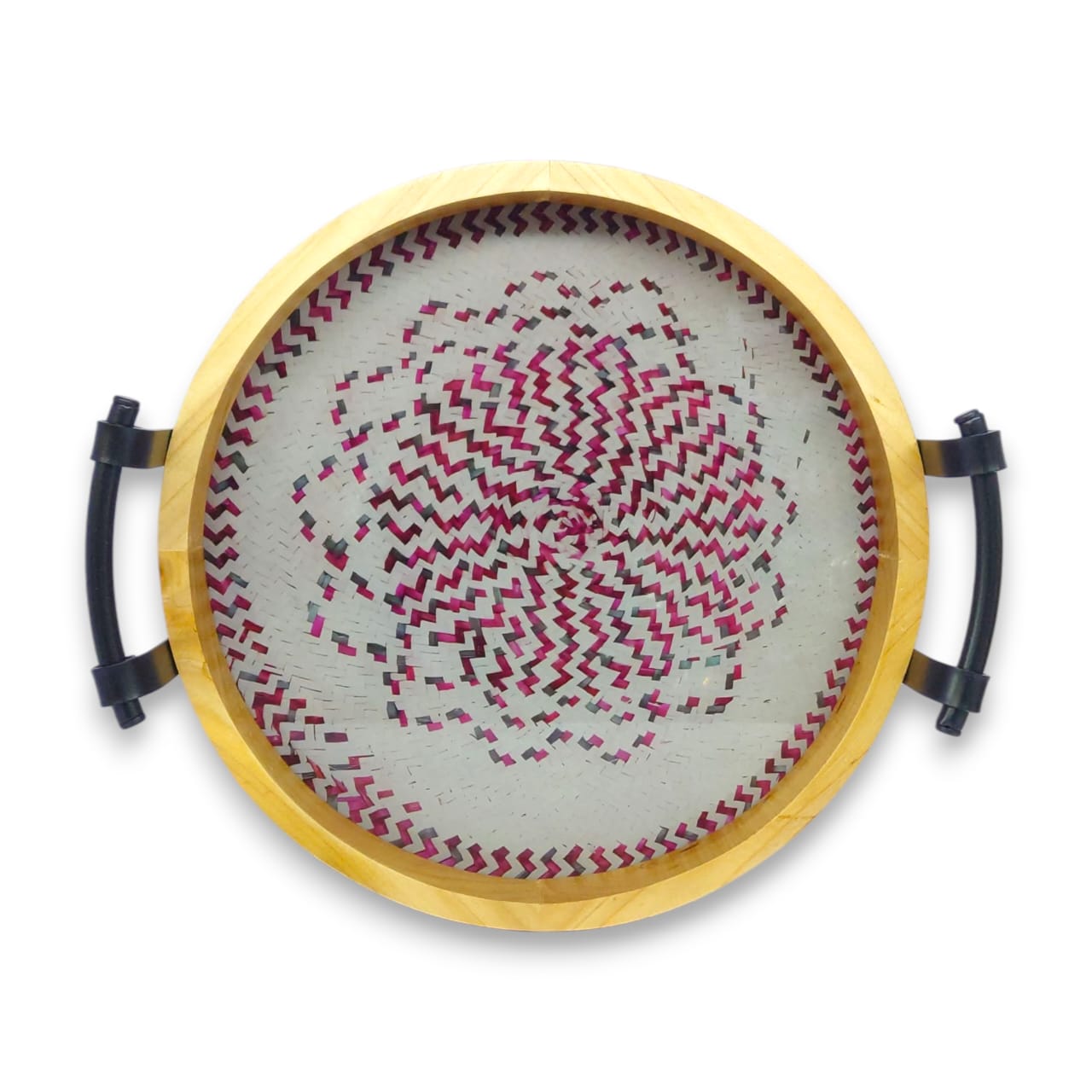 2-Piece Round Wooden Tray Set